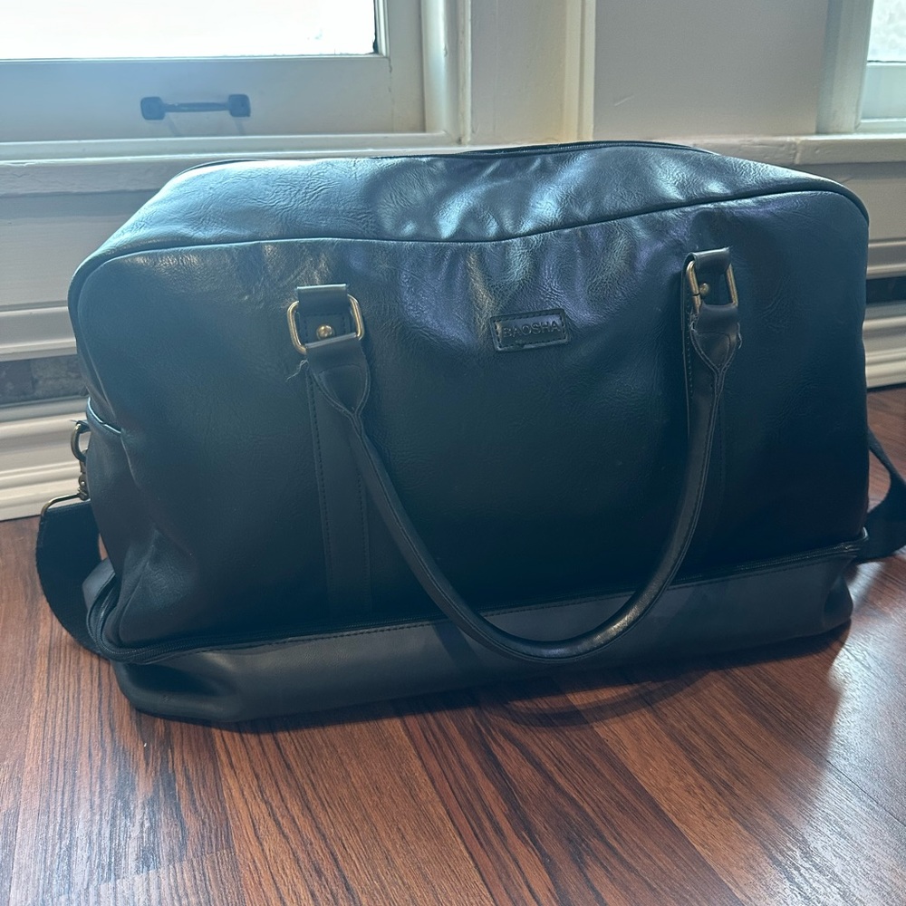 Black Leather weekender Bag